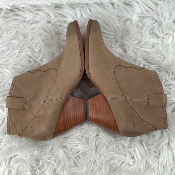 FRYE Reina Bootie 79258 Leather Brown Nubuck Slip On Ankle Booties Boots Sz 8.5 - Picture 9 of 16